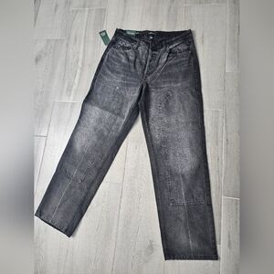 High-Rise Straight Black Wash Jeans